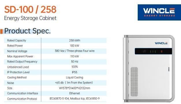 110 kw Max Potenza apparente 100 kw Potenza nominale LFP Batteria per lo stoccaggio di energia C&I