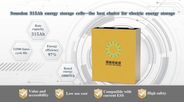 Commerciale Ess 315ah LiFePO4 batteria al litio 3.2V tensione nominale 12500 volte durata del ciclo
